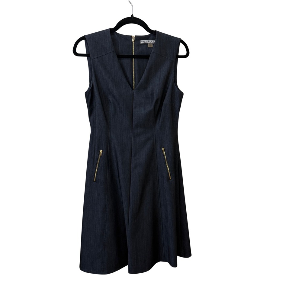 Marc New York Andrew Marc Womens Sz 6 Blue Denim Dress Quiet Luxury Minimalist